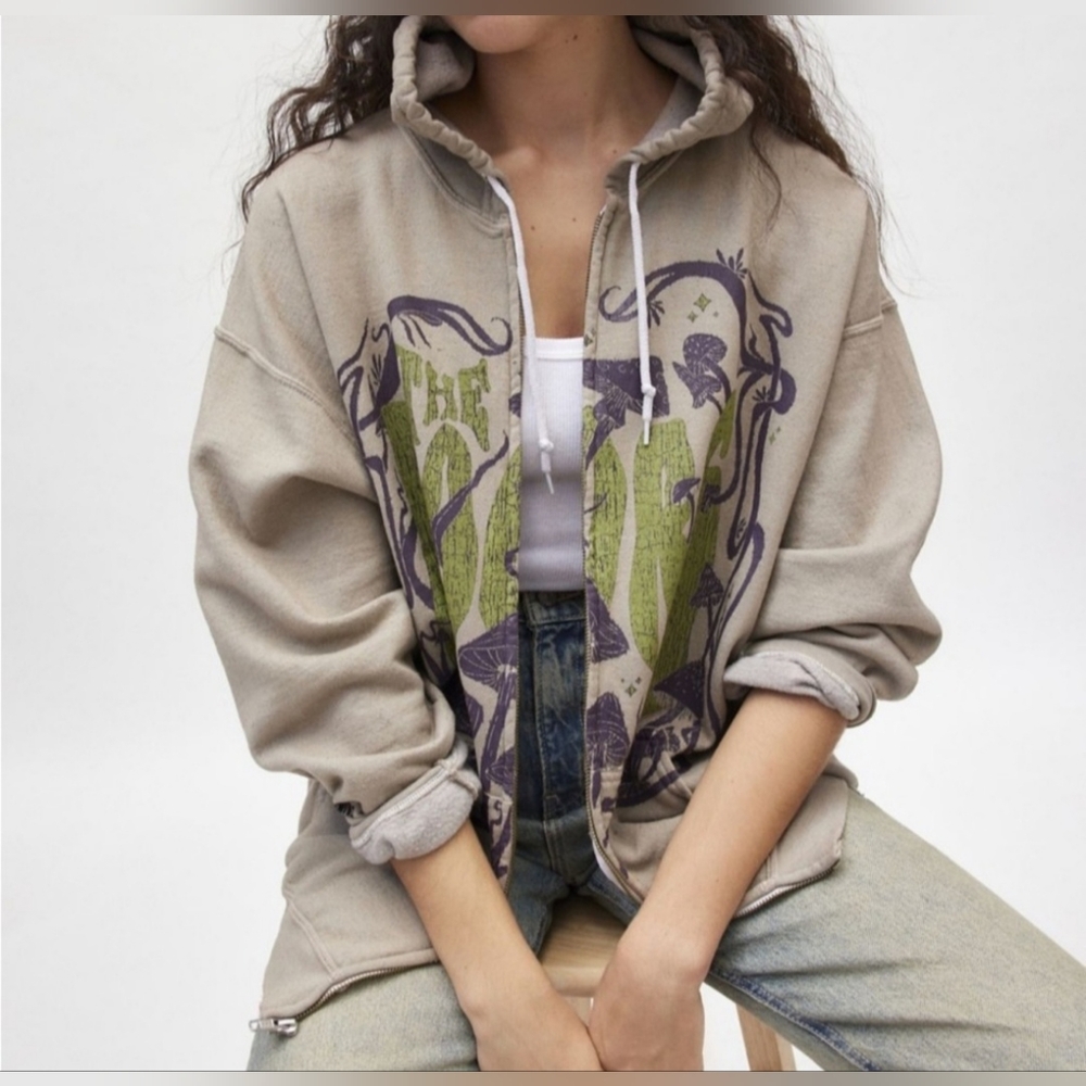 The Doors Mushroom Graphic Zip-UpHoodie Sweatshirt One Size - Picture 2 of 5